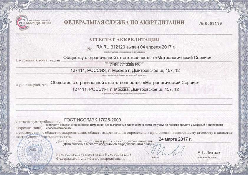 Аттестат аккредитации
